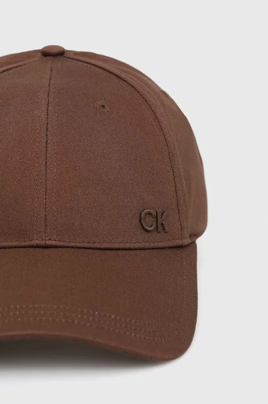 pamučna kapa sa šiltom Calvin Klein smeđa