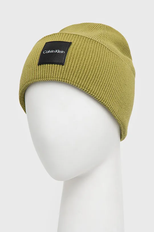 Bavlnená čiapka Calvin Klein zelená
