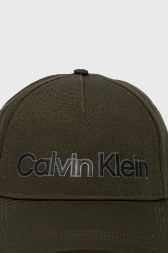 Calvin Klein czapka bawełniana oliwkowy