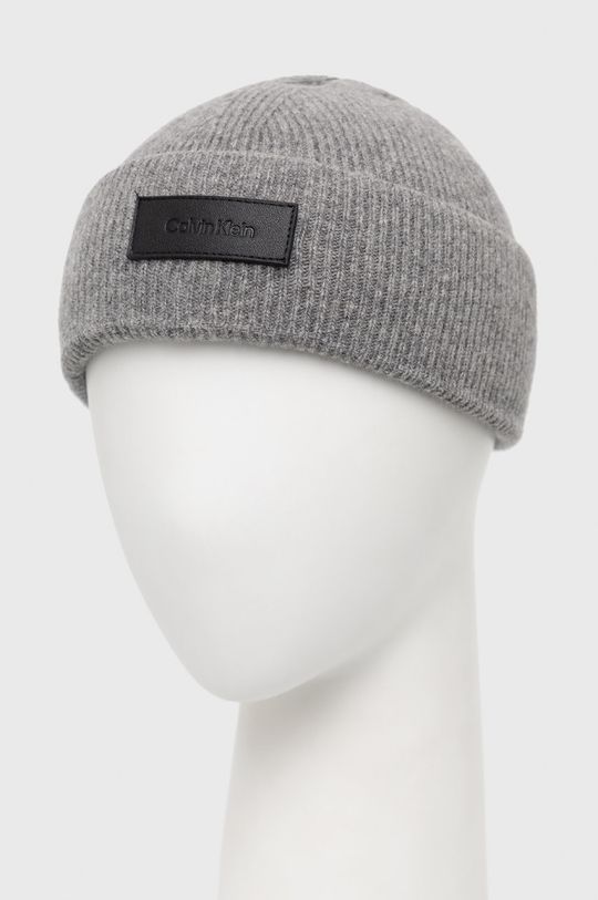 Vlněný klobouk Calvin Klein světle šedá