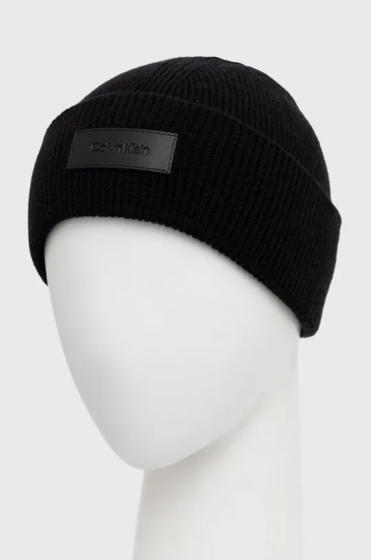Вовняна шапка Calvin Klein чорний