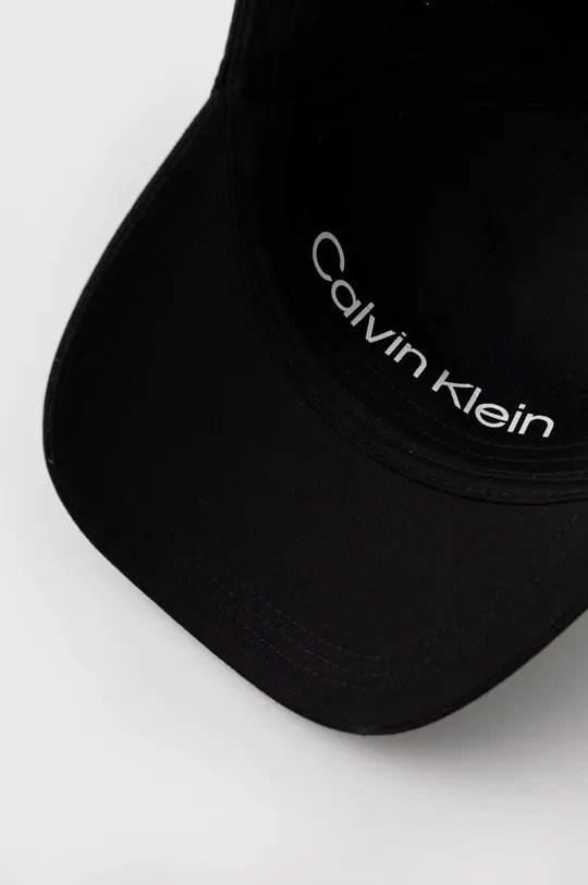 μαύρο Βαμβακερό καπέλο του μπέιζμπολ Calvin Klein