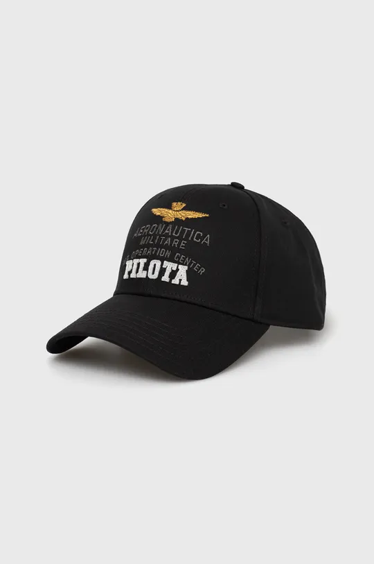 μαύρο Βαμβακερό καπέλο του μπέιζμπολ Aeronautica Militare Ανδρικά