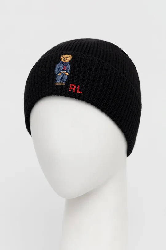 Polo Ralph Lauren czapka z domieszką wełny czarny