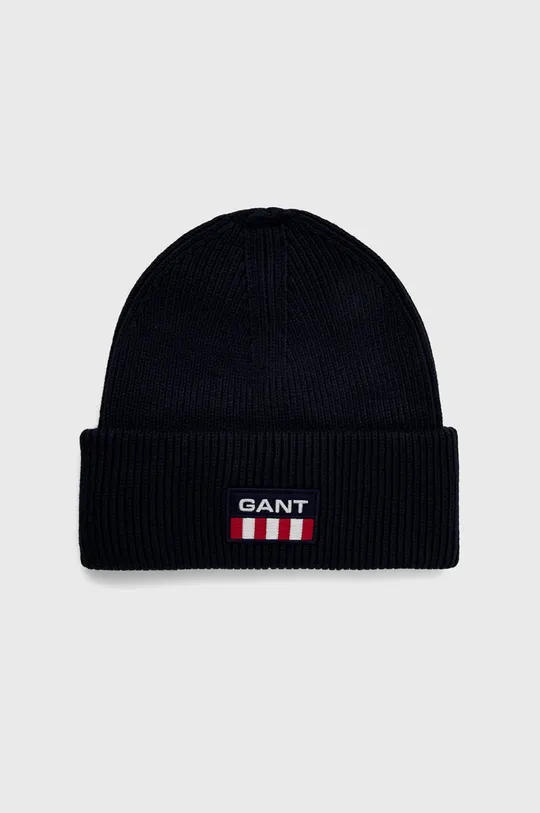 granatowy Gant czapka z domieszką wełny Unisex