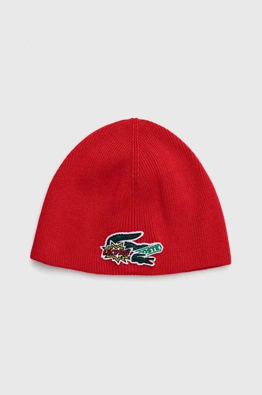 czerwony Lacoste czapka z domieszką wełny Unisex