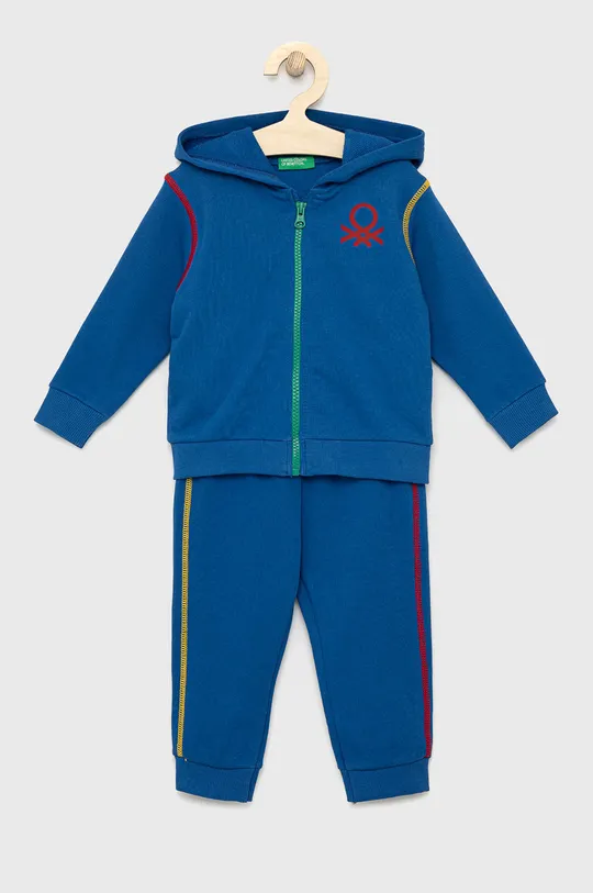 блакитний Дитячий бавовняний спортивний костюм United Colors of Benetton Для хлопчиків
