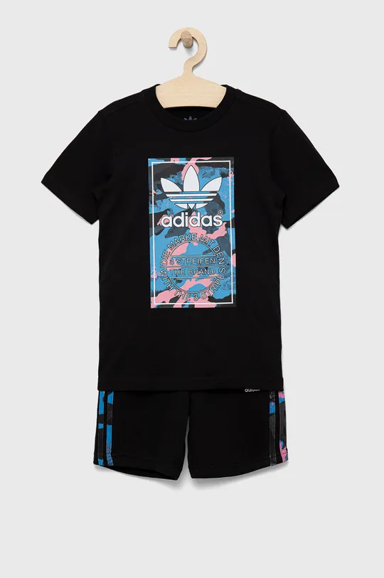 crna Pamučna dječja trenirka adidas Originals Za djevojčice