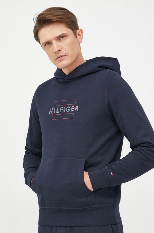 Bombažna trenirka Tommy Hilfiger mornarsko modra