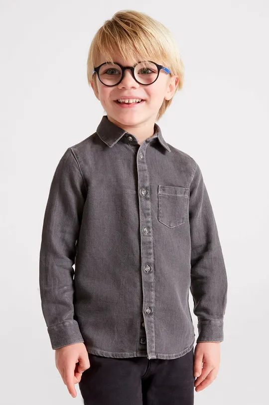 серый Детская хлопковая рубашка Mayoral Для мальчиков