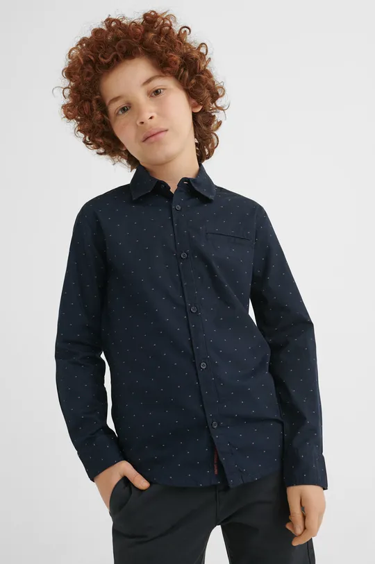 тёмно-синий Детская хлопковая рубашка Mayoral Для мальчиков