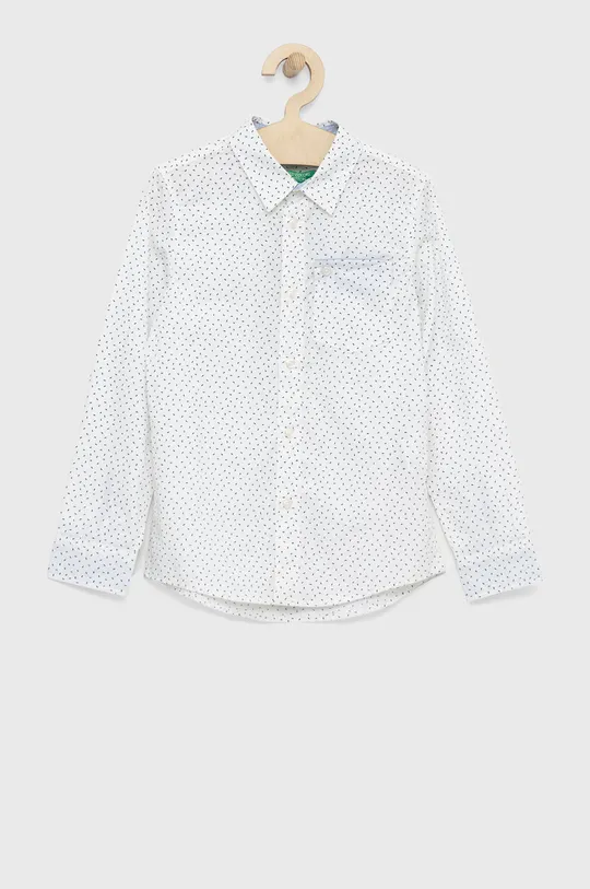 белый Детская хлопковая рубашка United Colors of Benetton Для мальчиков