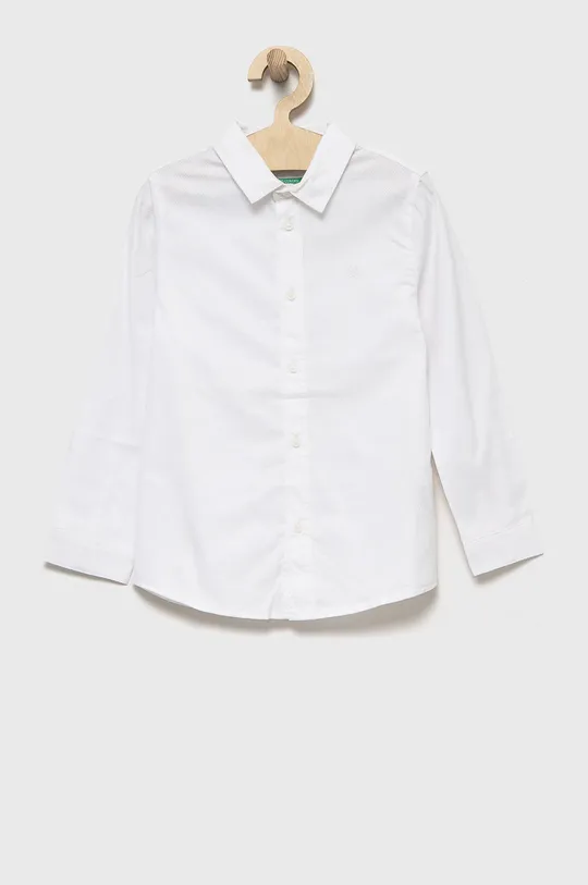 белый Детская хлопковая рубашка United Colors of Benetton Для мальчиков