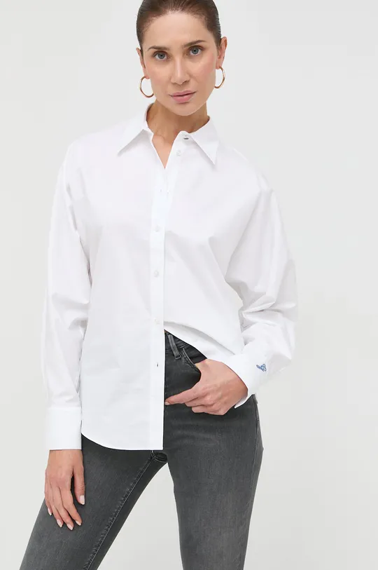 λευκό Βαμβακερό πουκάμισο Guess Γυναικεία
