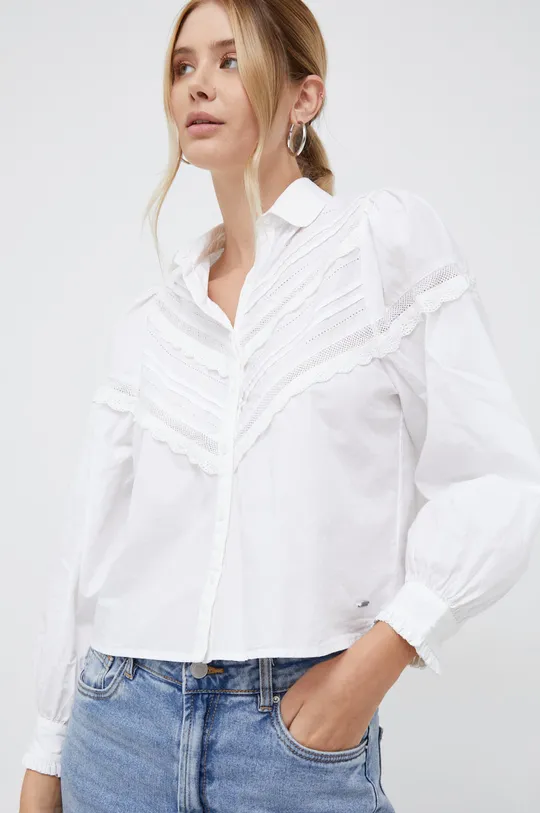 λευκό Βαμβακερό πουκάμισο Pepe Jeans Γυναικεία