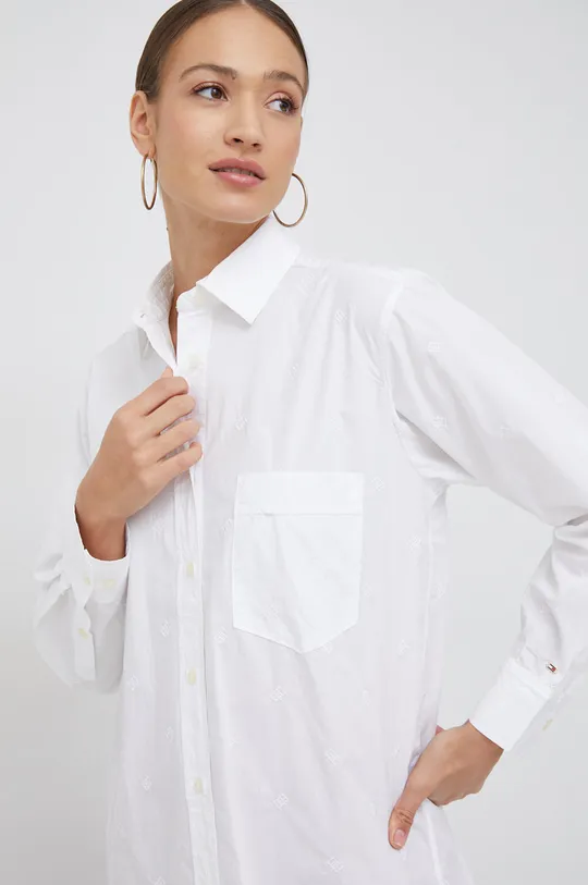 λευκό Βαμβακερό πουκάμισο Tommy Hilfiger Γυναικεία