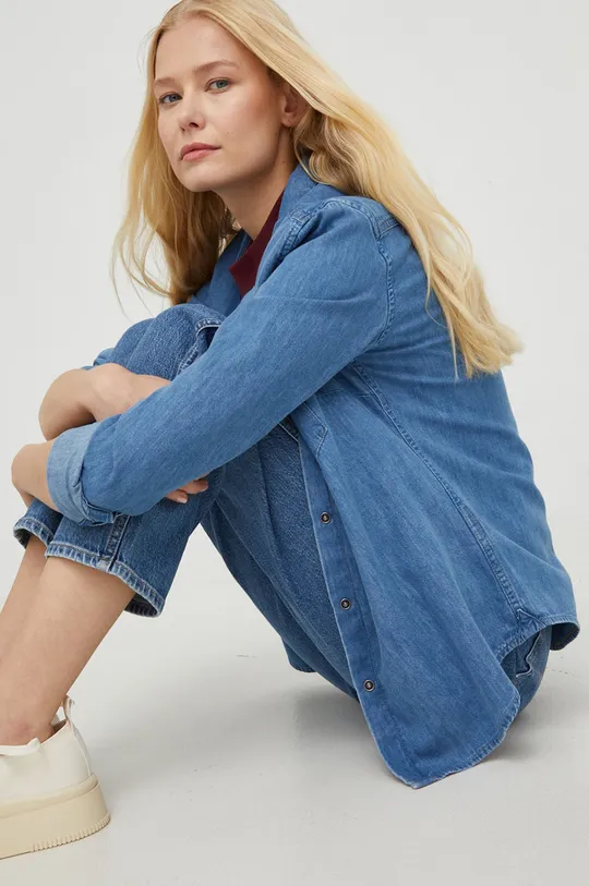 modra Jeans srajca Lee Ženski