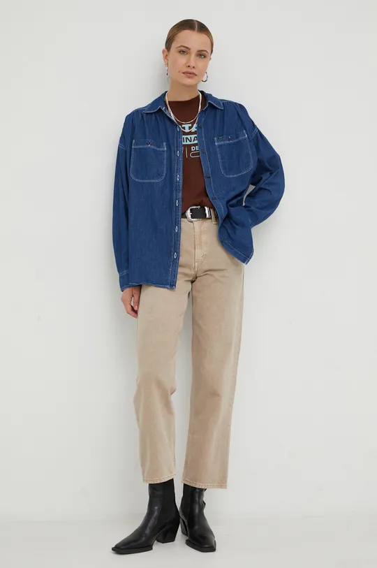 mornarsko modra Jeans srajca Lee Ženski