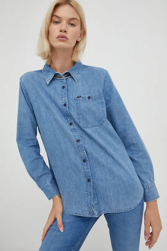μπλε Βαμβακερό πουκάμισο Lee Γυναικεία