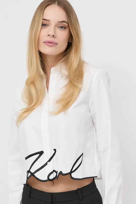 белый Хлопковая рубашка Karl Lagerfeld Женский