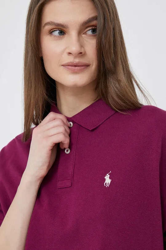 μωβ Βαμβακερή μπλούζα με μακριά μανίκια Polo Ralph Lauren