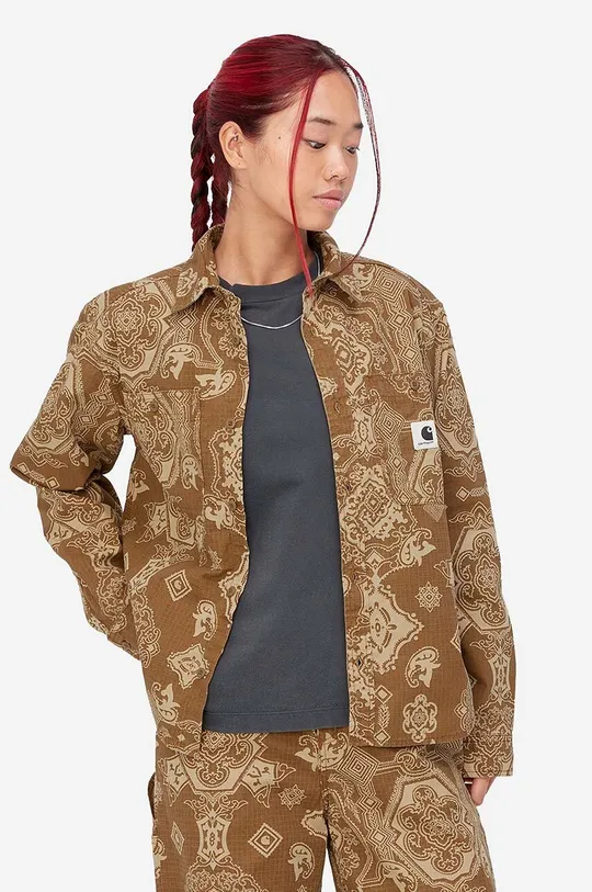 коричневый Хлопковая рубашка Carhartt WIP Женский