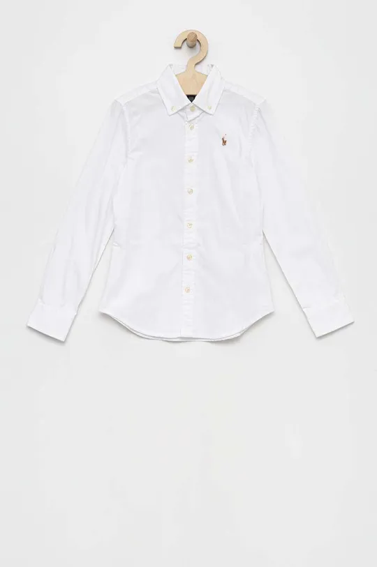 bela Otroška bombažna srajca Polo Ralph Lauren Dekliški