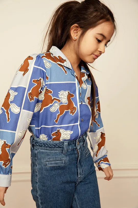 Παιδικό βαμβακερό πουκάμισο Mini Rodini μπλε