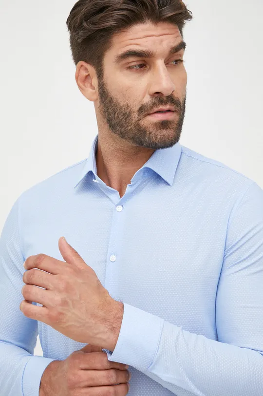 niebieski Calvin Klein koszula bawełniana Męski