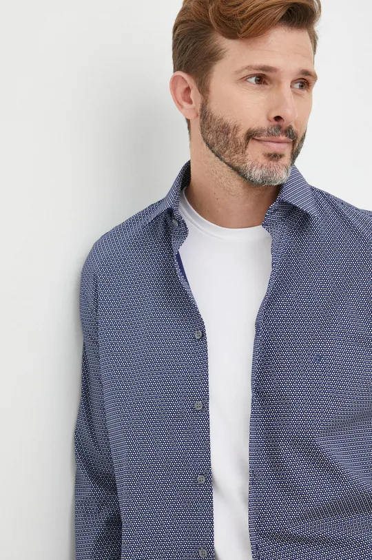 tmavomodrá Bavlnená košeľa Calvin Klein Pánsky