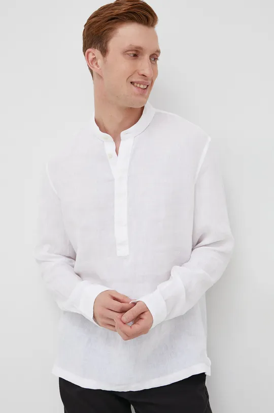 белый Льняная рубашка Marc O'Polo Мужской