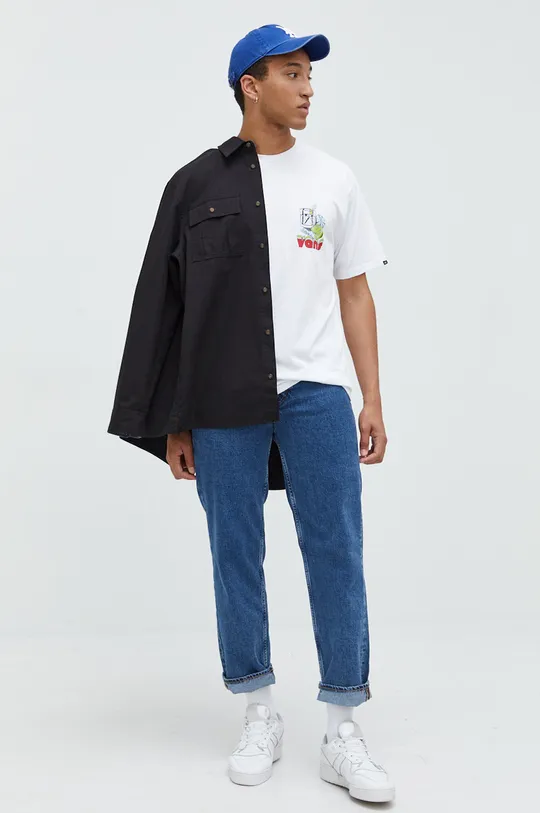 Βαμβακερό πουκάμισο Tommy Jeans μαύρο