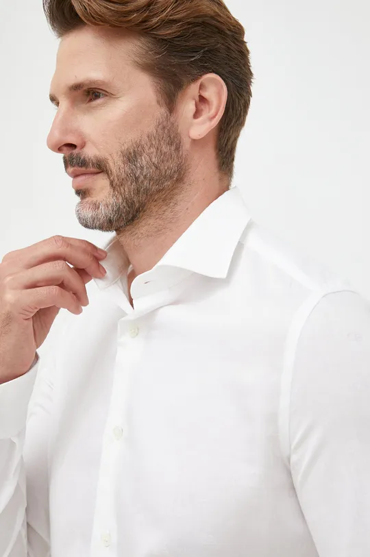 bijela Pamučna košulja Emporio Armani Muški