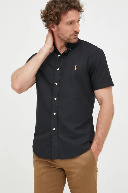 μαύρο Βαμβακερό πουκάμισο Polo Ralph Lauren Ανδρικά