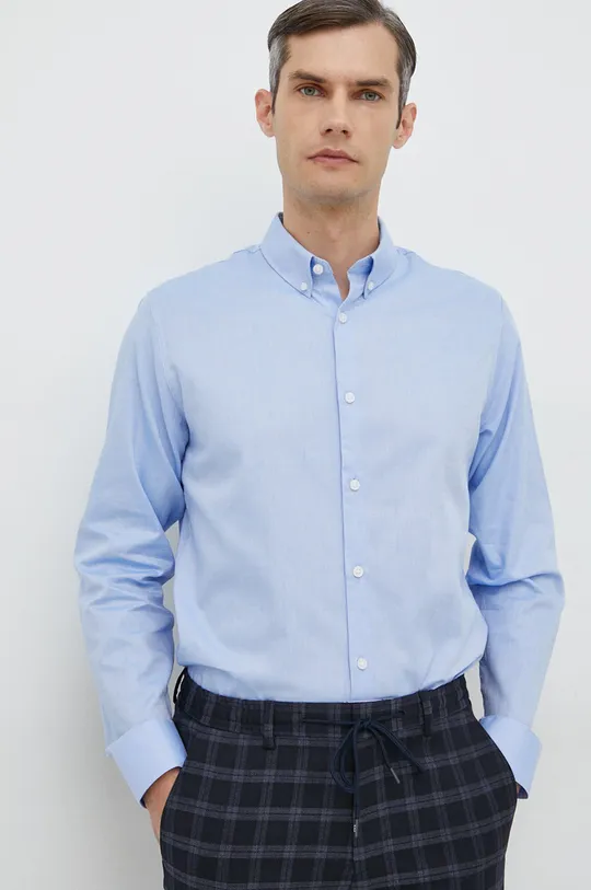 modrá Bavlnená košeľa Selected Homme Pánsky