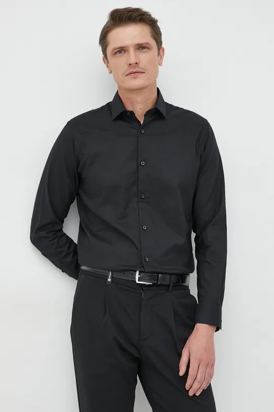 Βαμβακερό πουκάμισο Selected Homme μαύρο
