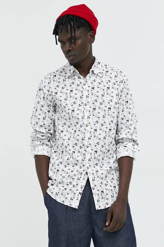 Βαμβακερό πουκάμισο Produkt by Jack & Jones λευκό