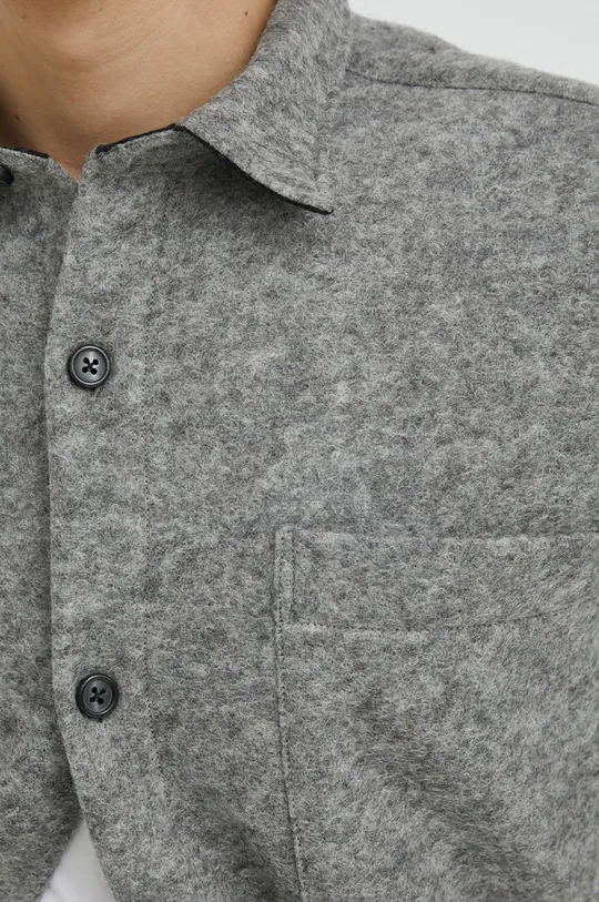 Bruuns Bazaar camicia in lana Wool Reeves grigio