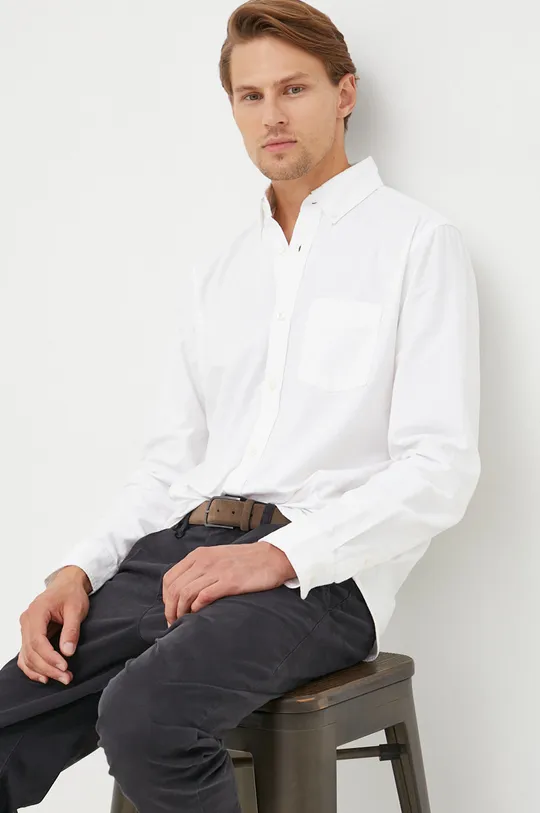 λευκό Βαμβακερό πουκάμισο GAP Ανδρικά