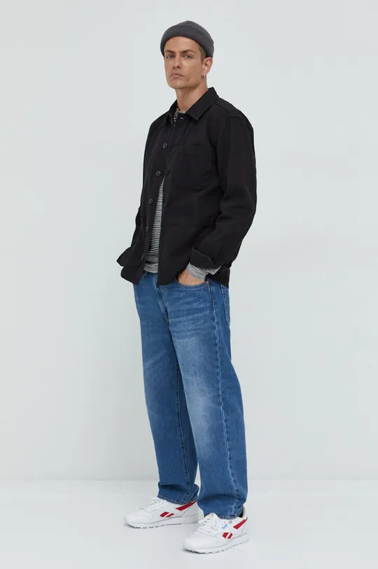 Jeans srajca Solid črna