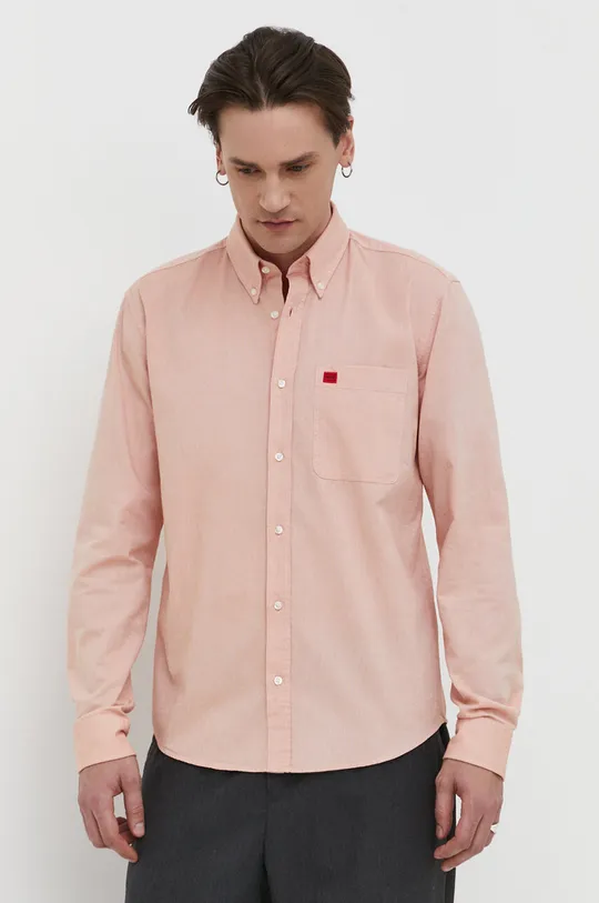 arancione HUGO camicia in cotone Uomo