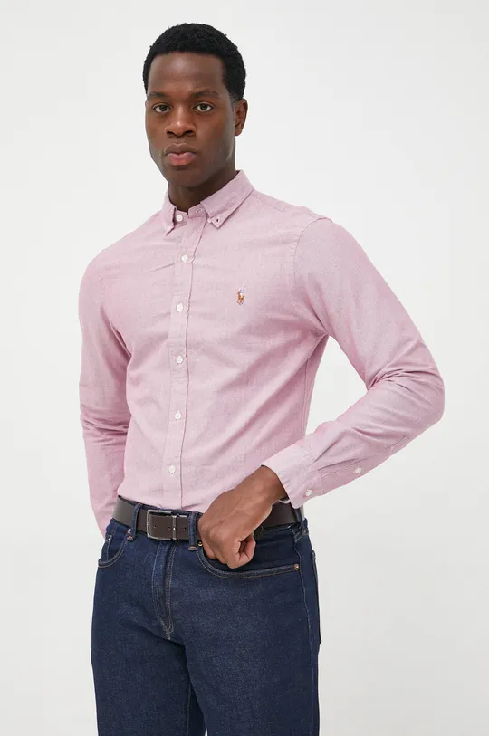 roza Pamučna košulja Polo Ralph Lauren Muški