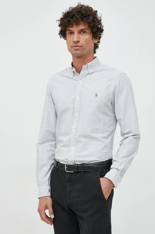 серый Хлопковая рубашка Polo Ralph Lauren Мужской
