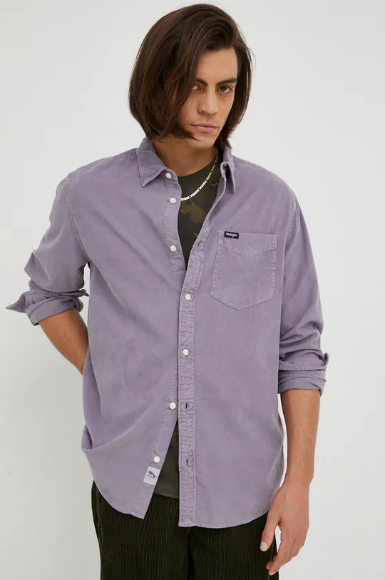 fialová Bavlnená košeľa Wrangler Pánsky