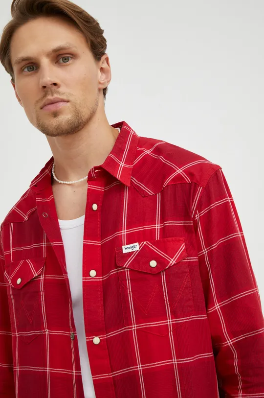 κόκκινο Βαμβακερό πουκάμισο Wrangler Ανδρικά