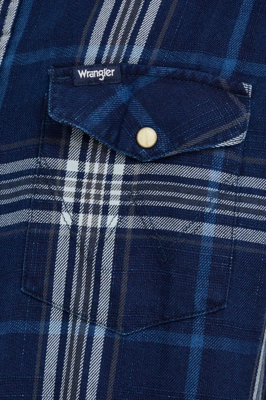 Βαμβακερό πουκάμισο Wrangler σκούρο μπλε