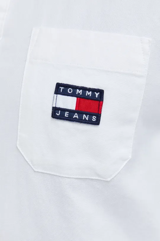 Βαμβακερό πουκάμισο Tommy Jeans λευκό
