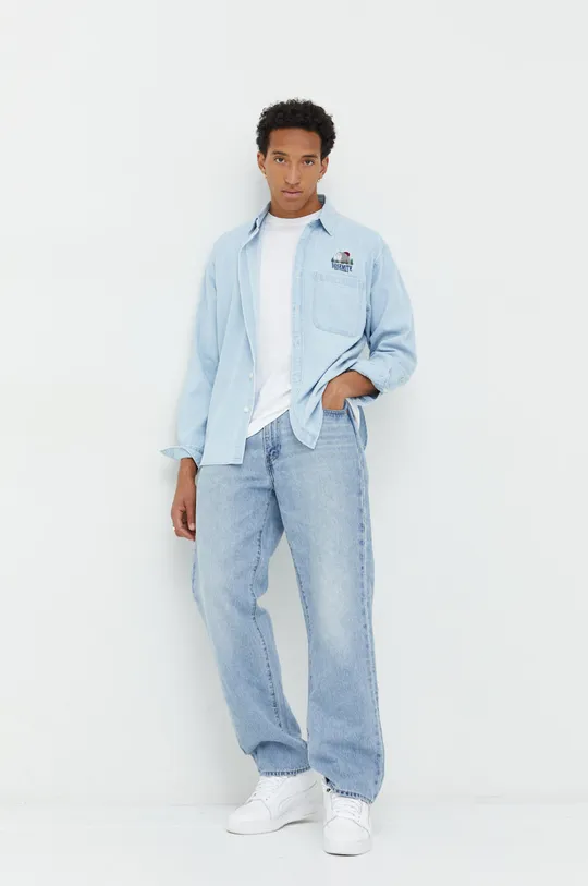 Jeans srajca Abercrombie & Fitch modra