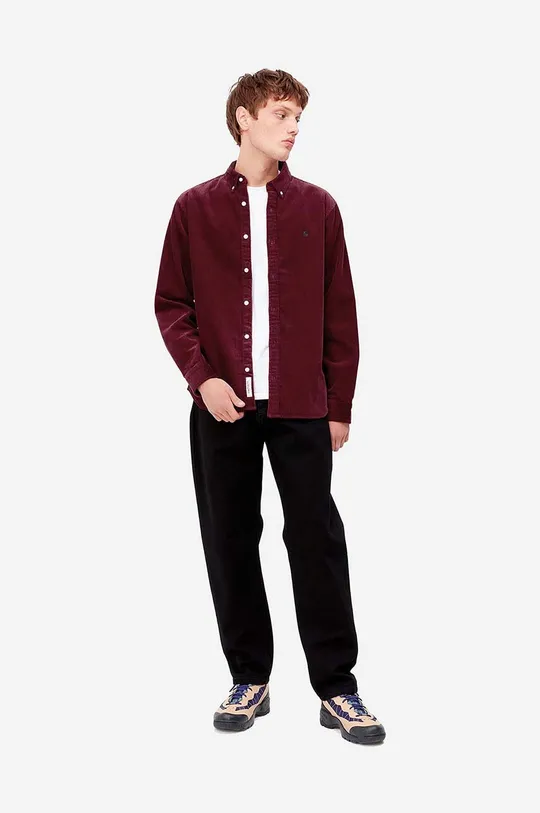 Carhartt WIP cotton shirt Madison Cord Shirt red