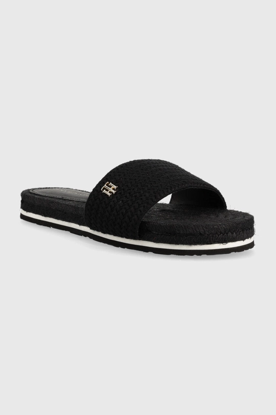 Natikači Tommy Hilfiger Th Textured Flat črna